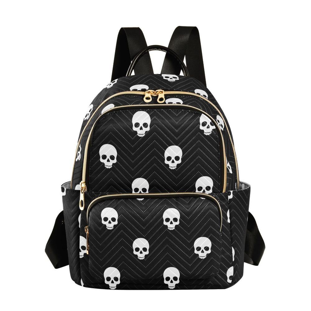 Mini Backpack Purse for Women Lightweight Girls Small Size Skulls School🐙